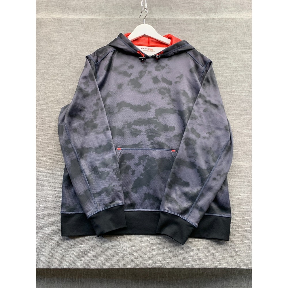 Fila Sport Hoodie Mens XL‎ Purple Camouflage Fleece Lined Ribbed Performance